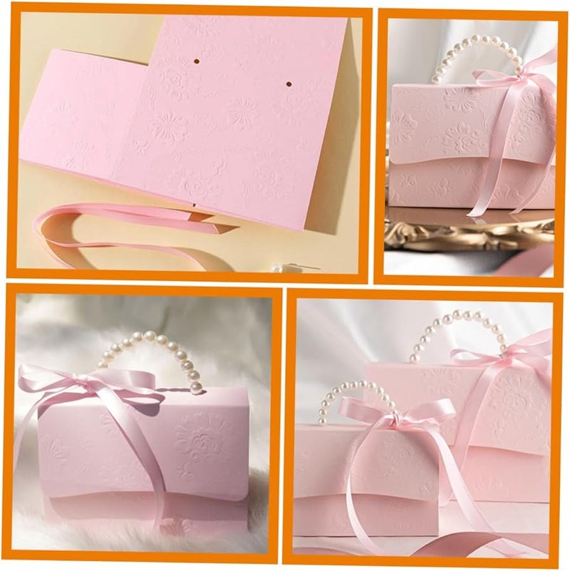 Creative Embossed Flower Wrapping Box with Pearl Chain Pink for Valentine Wedding Birthday Party Decor - Image 3